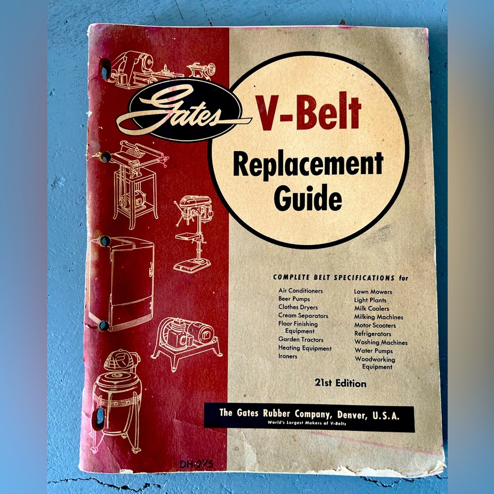 Gates Rubber Company V belt Replacement Guide 1950